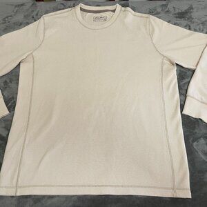 Eddie Bauer Men’s XL Beige Thermal Long Sleeve Shirt–Waffle Knit, Outdoor